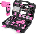Pink Homeowner Tool Set 143 PCS with 3.6V Cordless Screwdriver