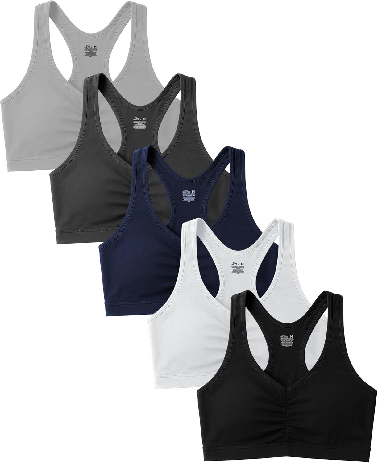 Sexy Basics Women's Cotton Spandex Racer Back Sports Bras