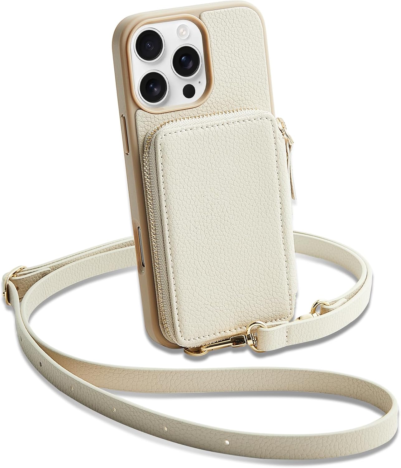RFID Blocking Leather Zipper Wallet Case for iPhone 16 Pro Max