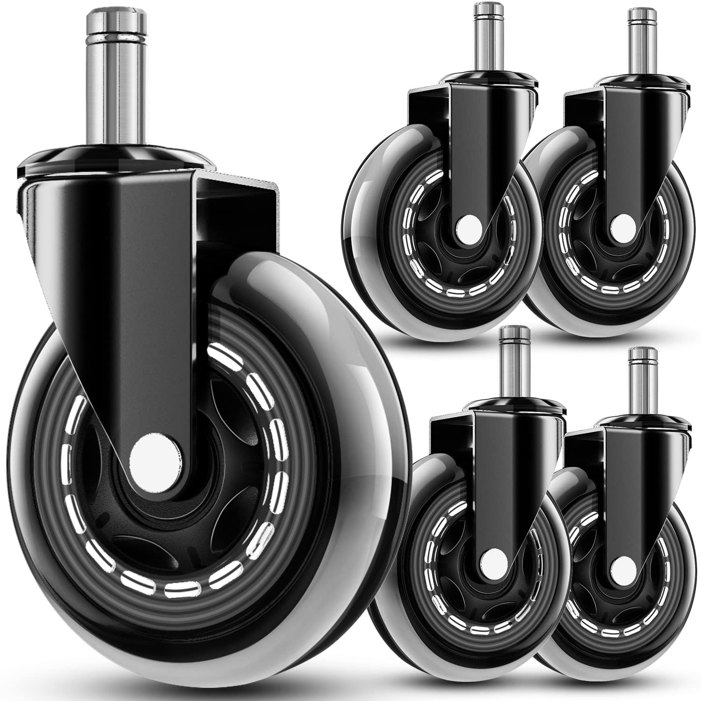 Silent Heavy-Duty Chair Casters - Universal Fit 3 Inch