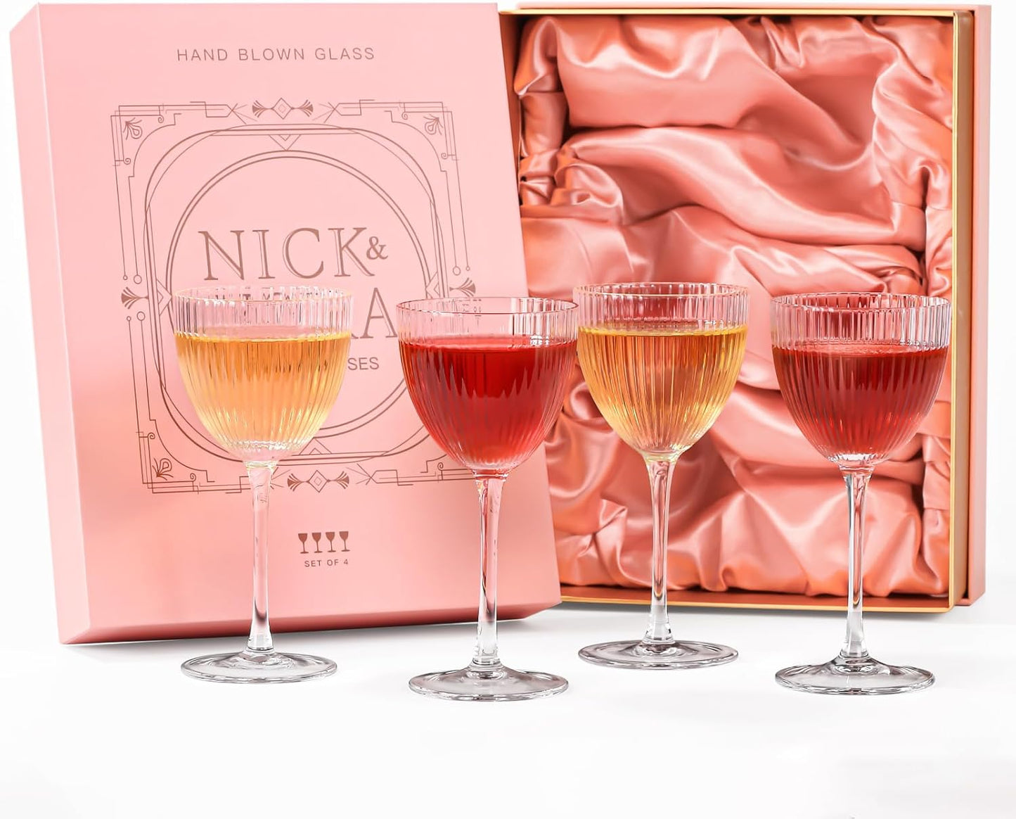Vintage Art Deco Nick and Nora Cocktail Glasses for Classic Drinks