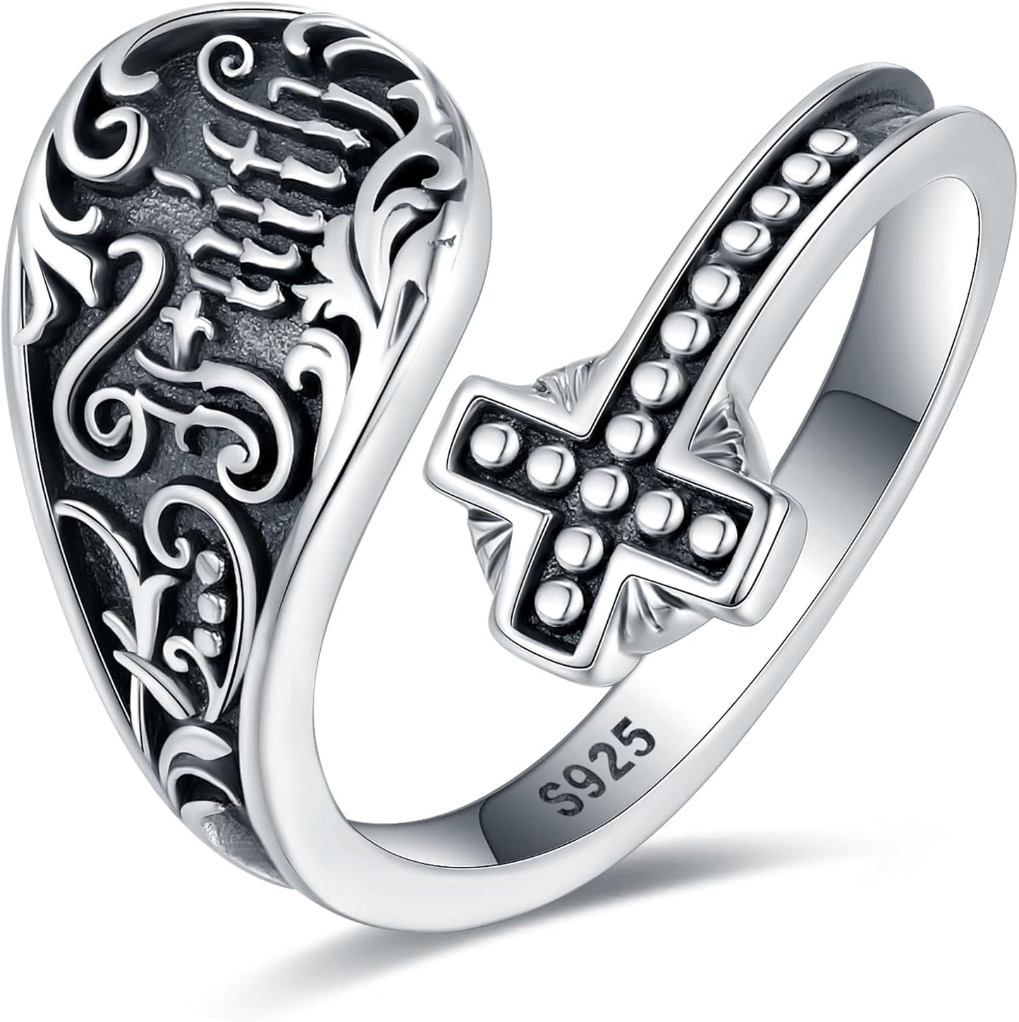 S925 Sterling Silver Abalone Dragonfly Spoon Ring for Women