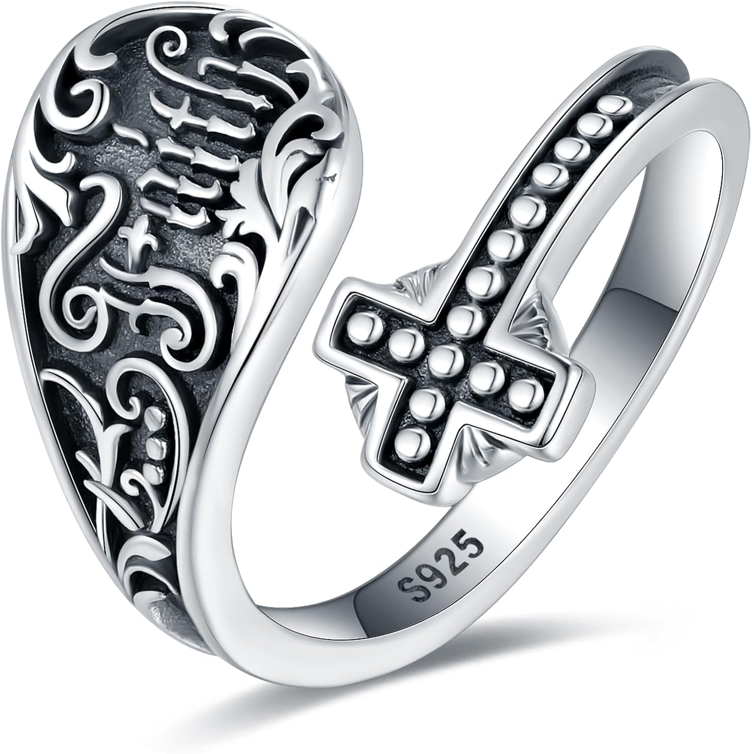 S925 Sterling Silver Abalone Dragonfly Spoon Ring for Women