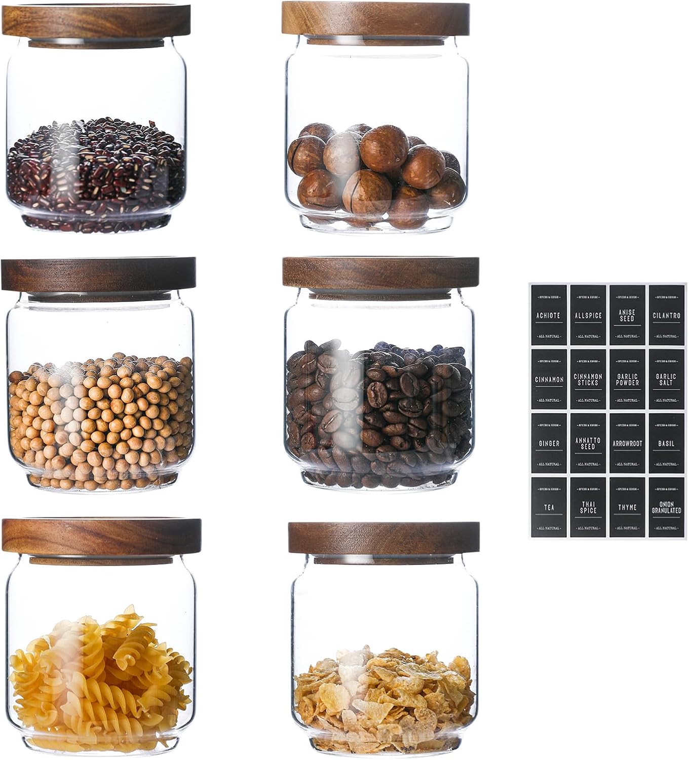 Glass Jars with Wood Lids 15 OZ Storage Canisters for Food