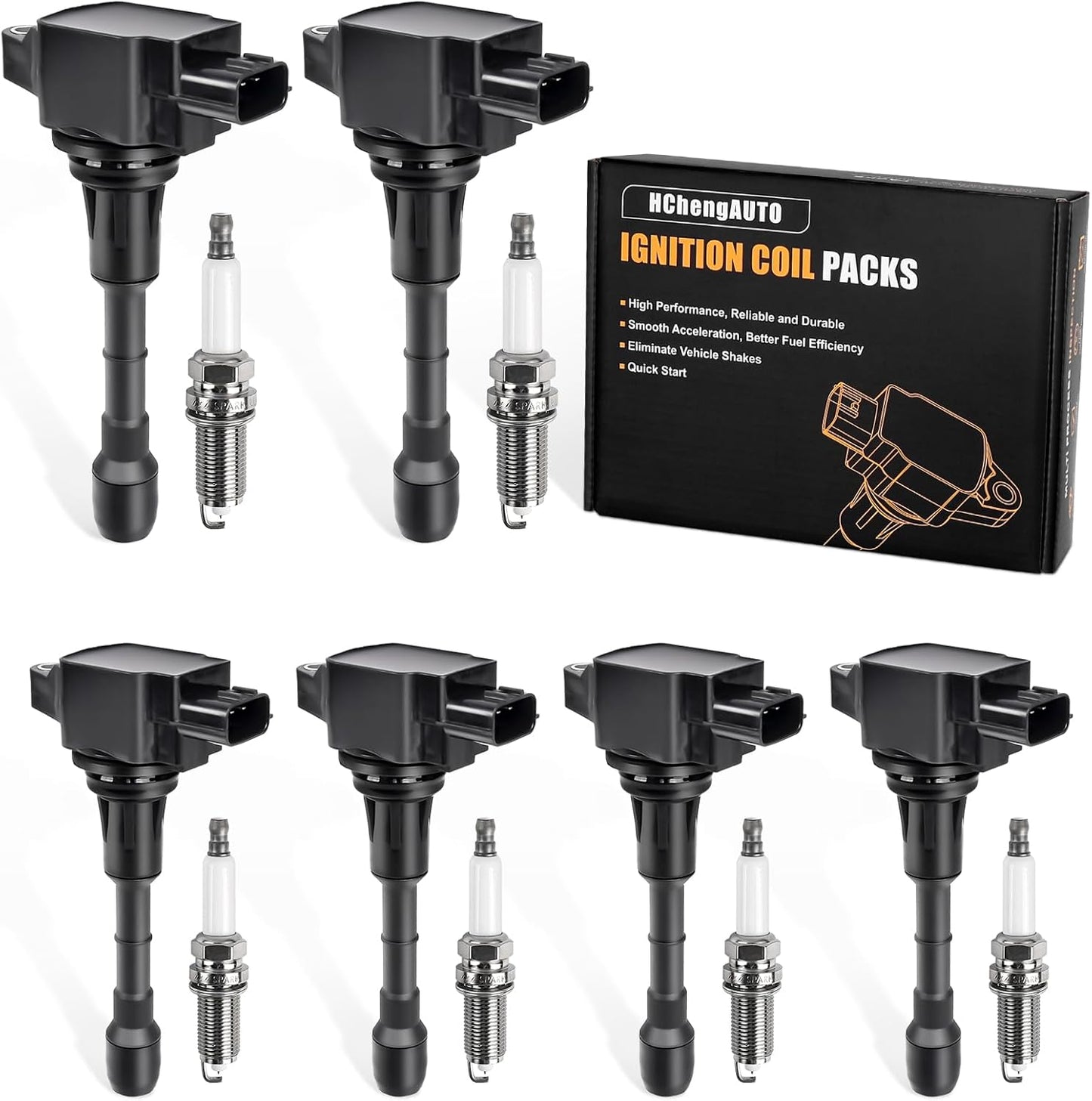 6PCS Ignition Coils & Spark Plugs for Nissan Vehicles 2009-2018