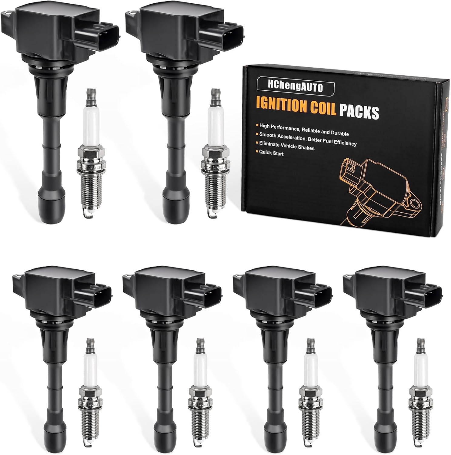 6PCS Ignition Coils & Spark Plugs for Nissan Vehicles 2009-2018