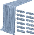 Dusty Blue Cheesecloth Table Runner 35x120 in 12 Pack - Boho Gauze