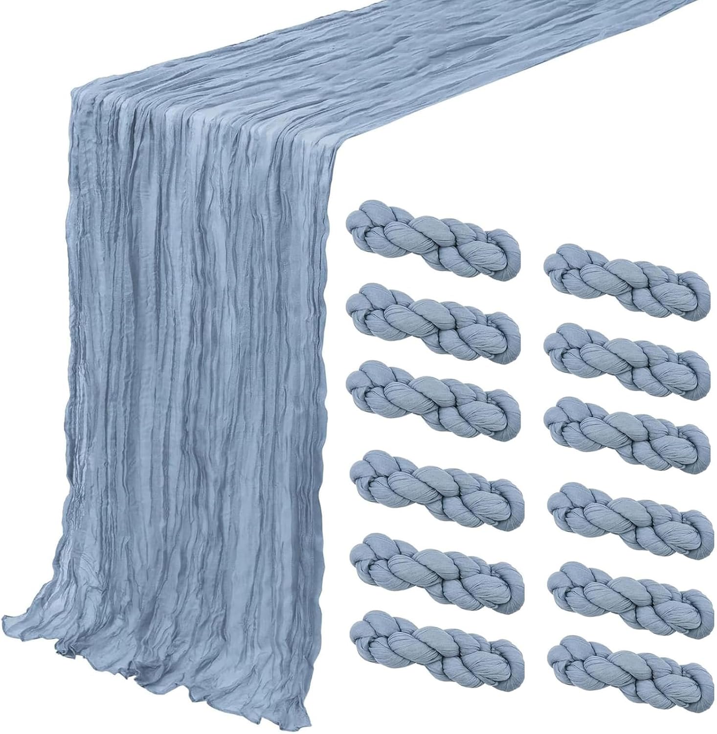 Dusty Blue Cheesecloth Table Runner for Rustic Events 12 Pack