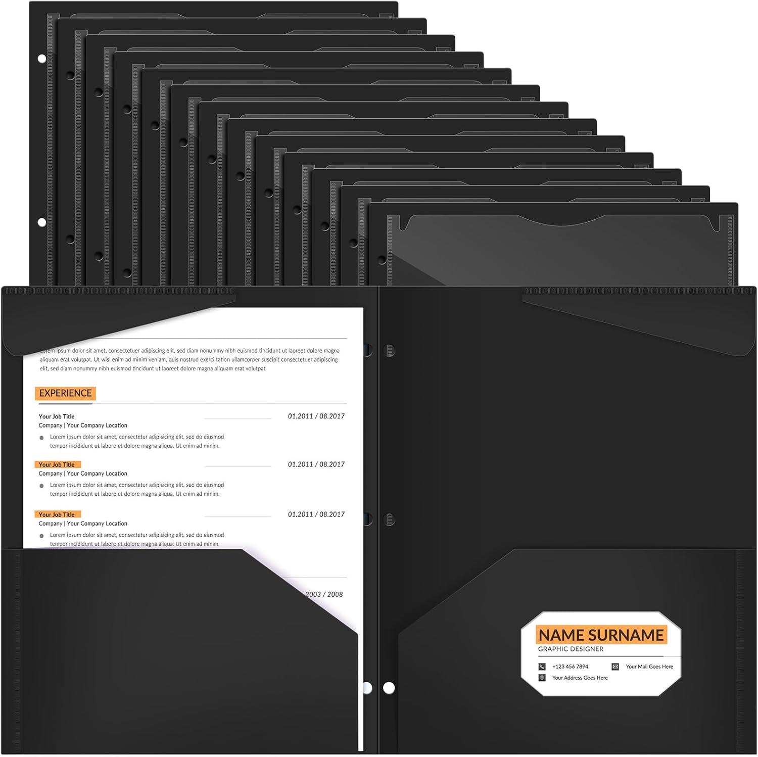 Henoyso 60 Pcs Plastic Folders with Clear Front Pocket for Office