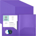 Purple 50-Pack Plastic Two Pocket Folders for Letter Size - Bulk