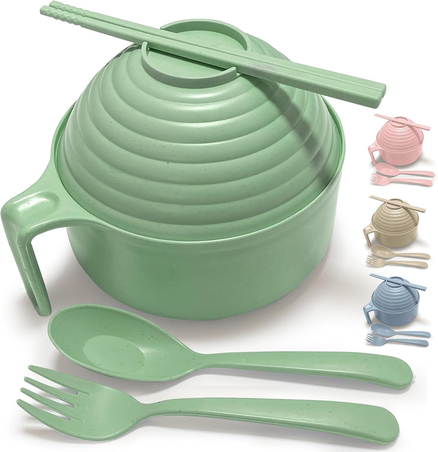 Wheat Grass Microwave Ramen Bowl Set ~ Easy Prep & Cleanup!