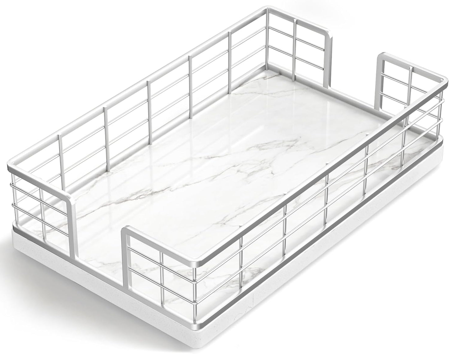 Wican Marble Guest Towel Holder Tray for Stylish Bathrooms