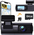 Dash Cam Front and Rear 2K+1080P - Compact Dual Mini Camera for Cars