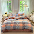 King Washed Cotton Duvet Cover Set - Cookie Powder Grid