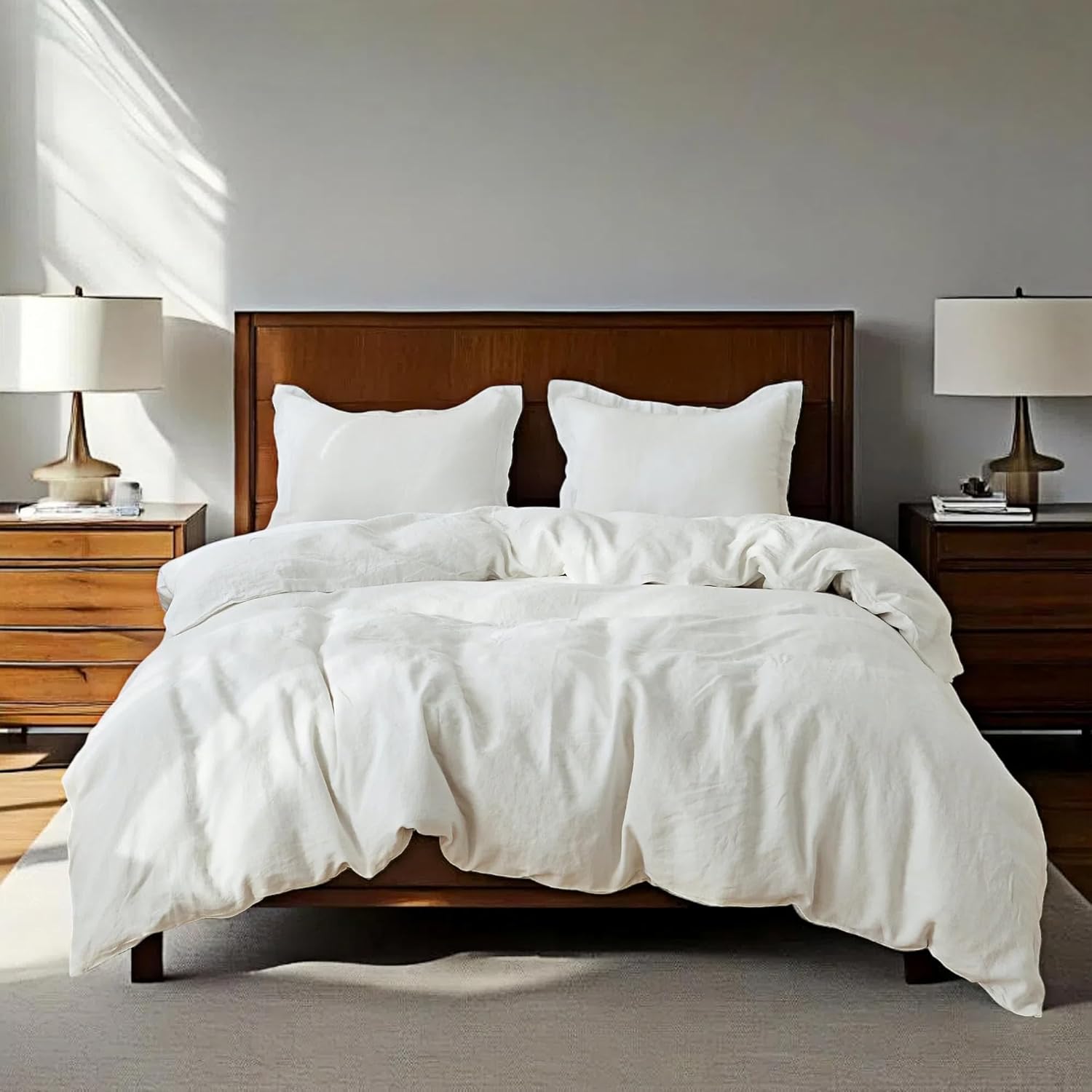 100% Linen Duvet Cover Set for Queen Size Bedding Comfort