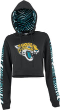 Zubaz NFL Women's Zebra Team Logo Crop Top Hoodie - Game Day Style