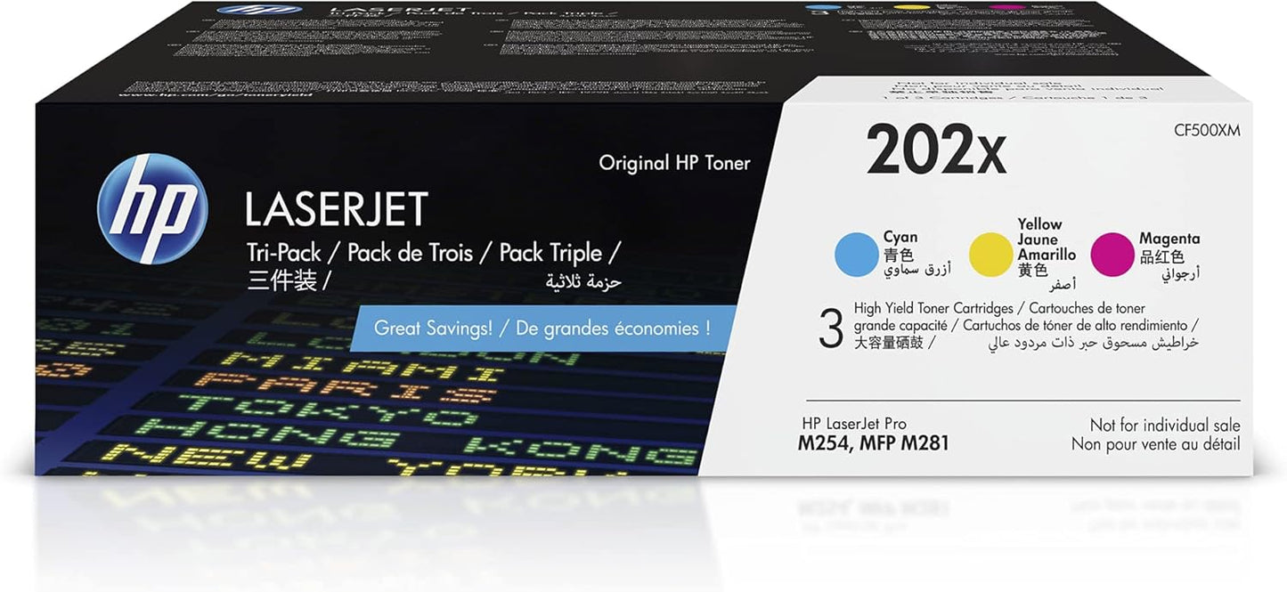 Vibrant Colors Trio for HP Printers | HP 202X Toner Set
