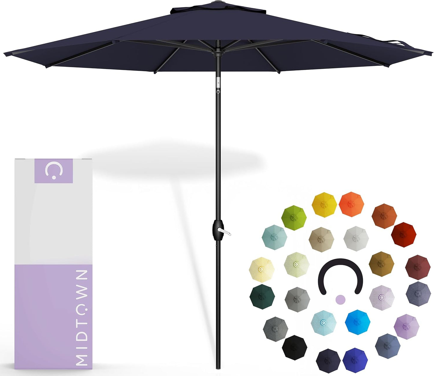 Midtown Umbrellas 10 Ft UV Proof Navy Patio Umbrella for Outdoors