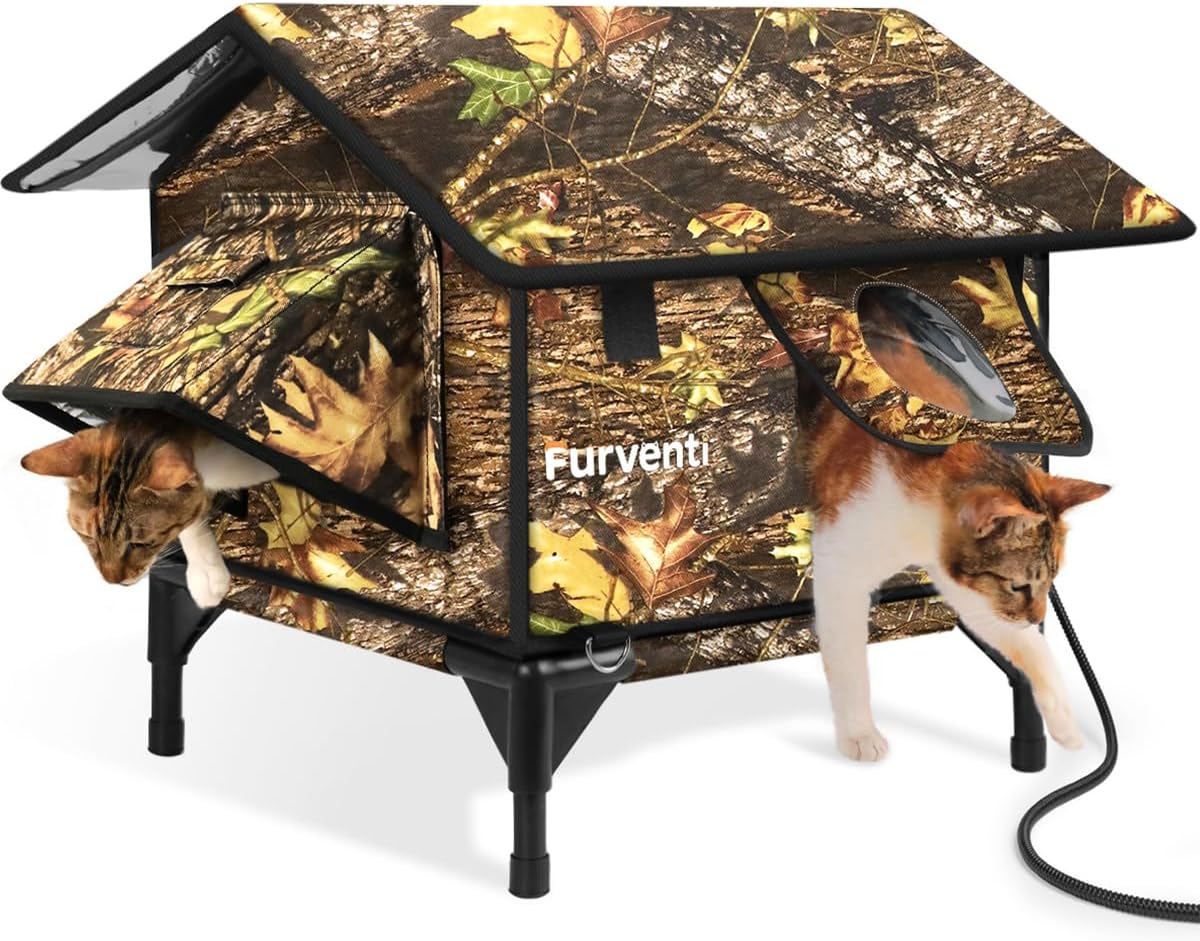 Heated Cat House for Outside - Weatherproof Insulated Shelter