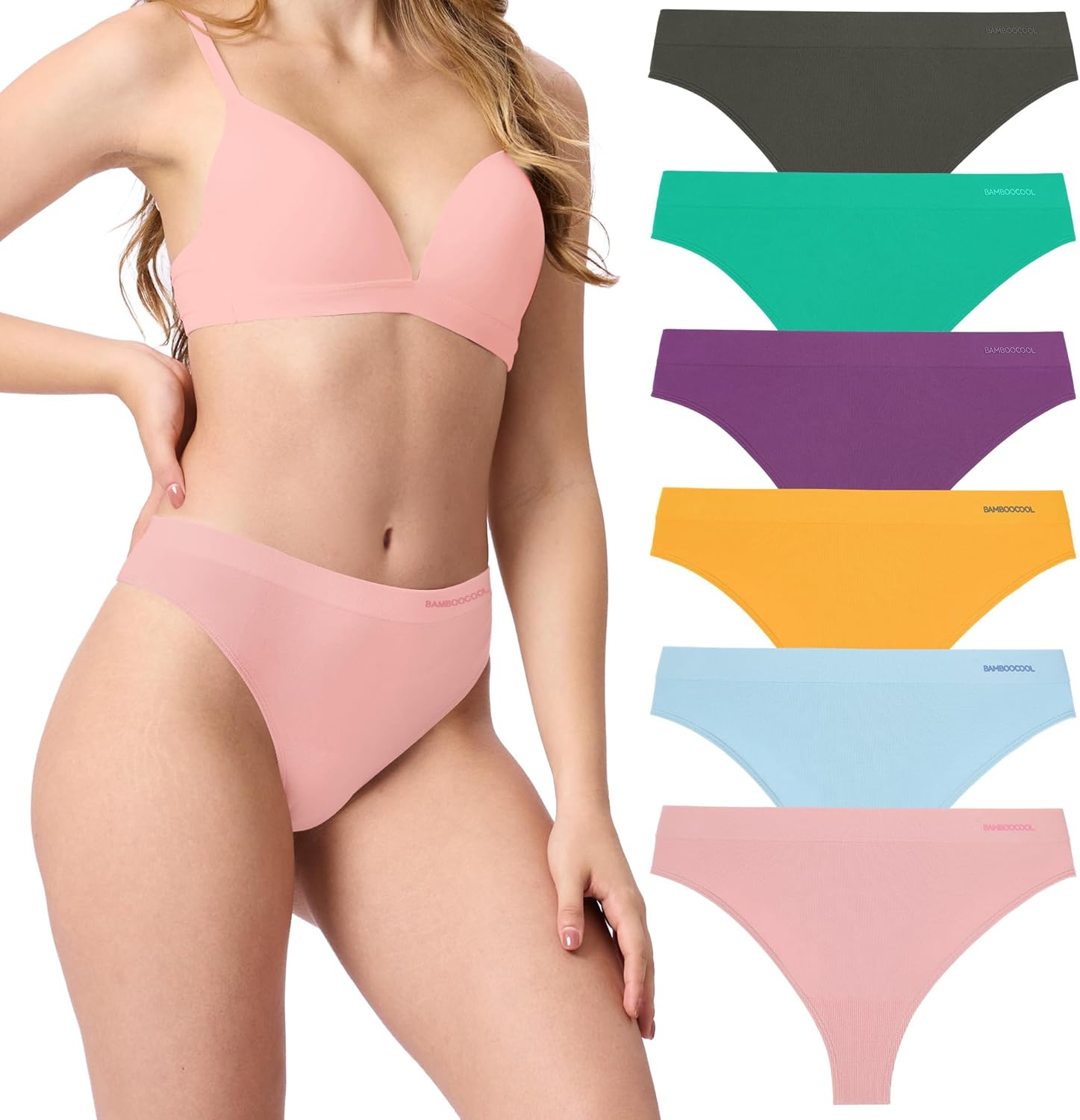 Bamboo Cool Women's Thongs: Seamless, Breathable Comfort 6 Pack