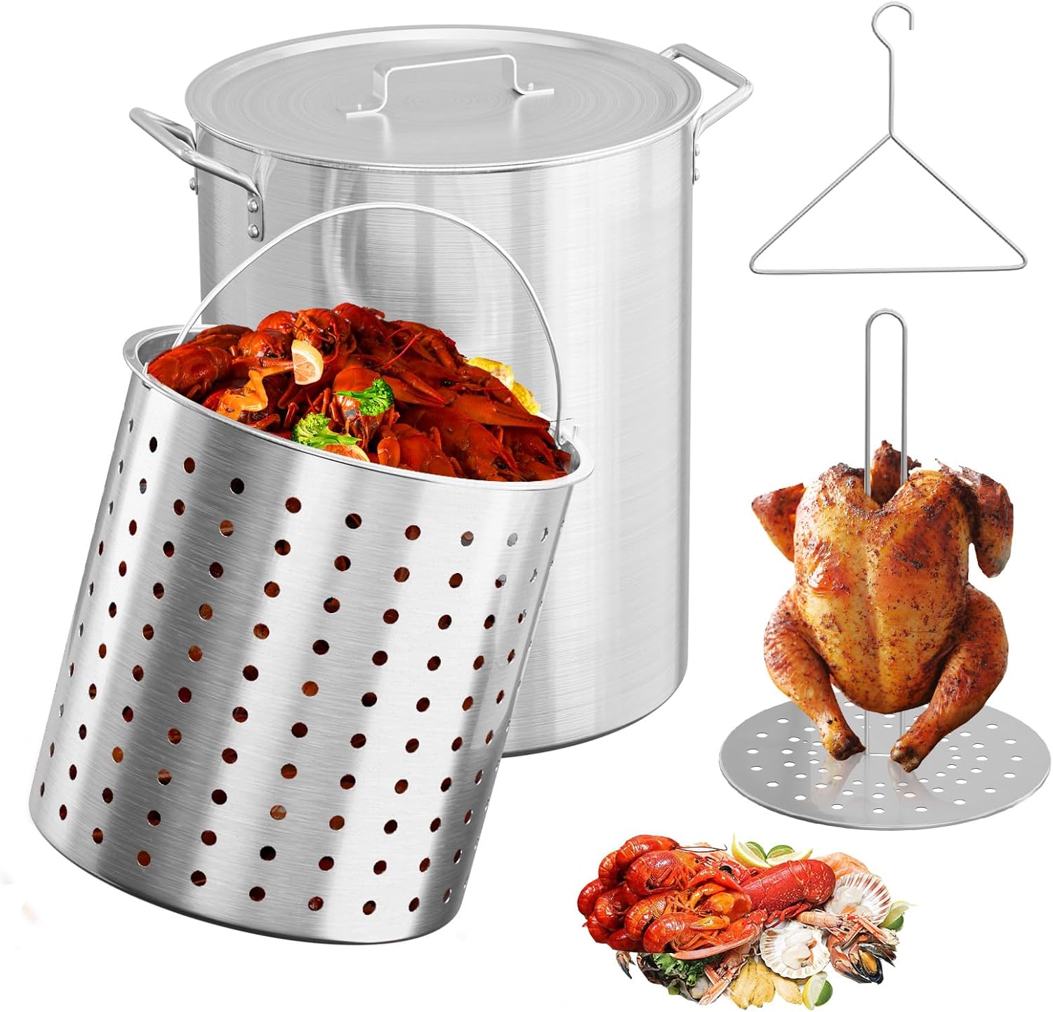 Bonnlo 30QT Aluminum Stock Pot for Seafood, Turkey & More