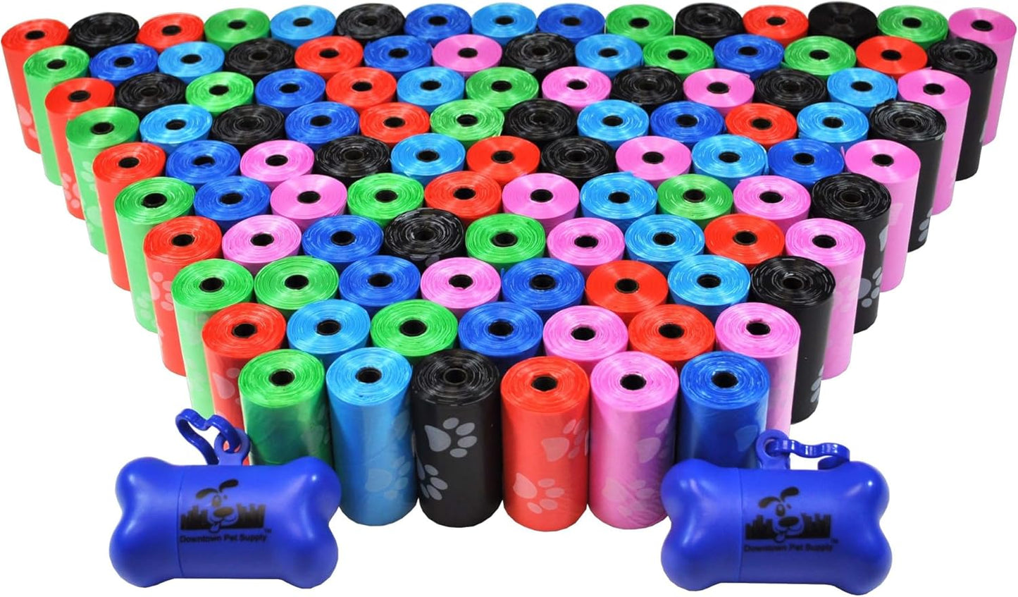 Rainbow Paw Print Poop Bags - Leak-Proof & Convenient Dispenser