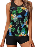 Yonique Tankini Swimsuit Two Piece Racerback - Modest Sporty Fit