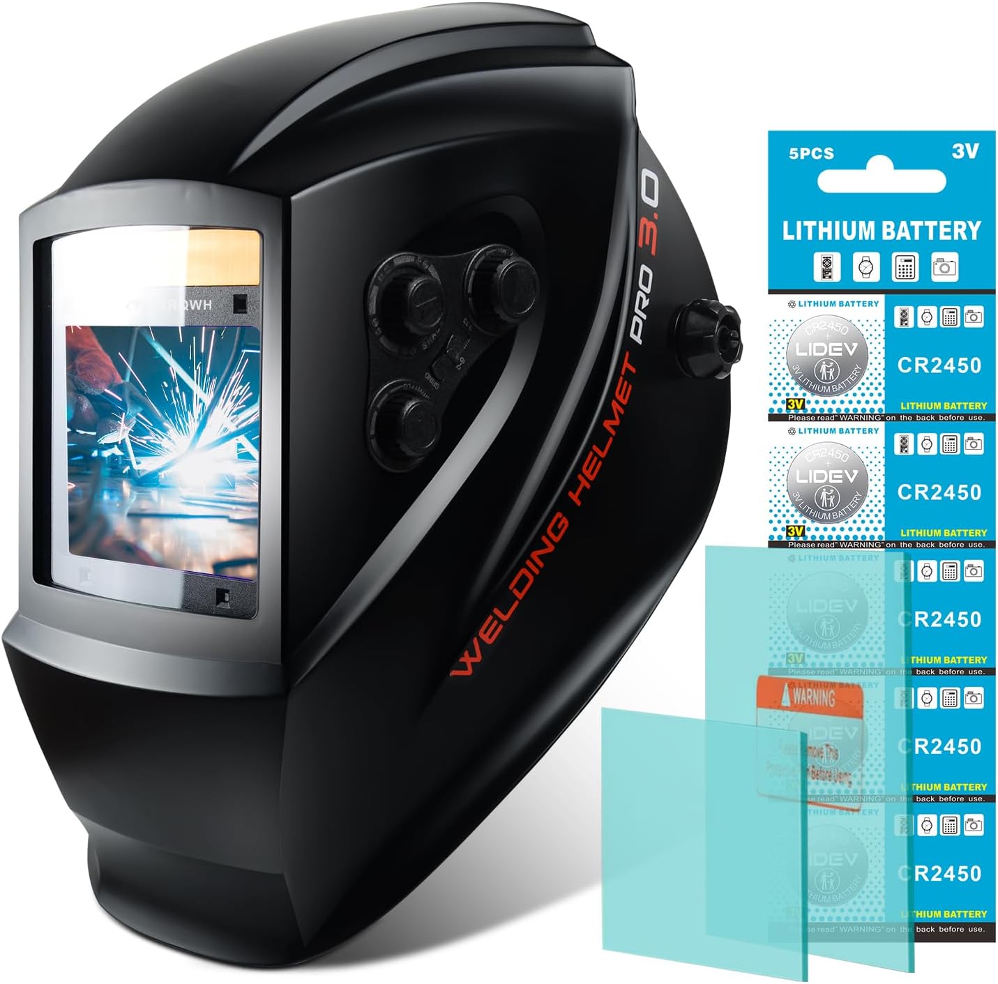 True Color Welding Helmet: Auto Darkening, Solar Powered with Wide Shade Range - TRQWH