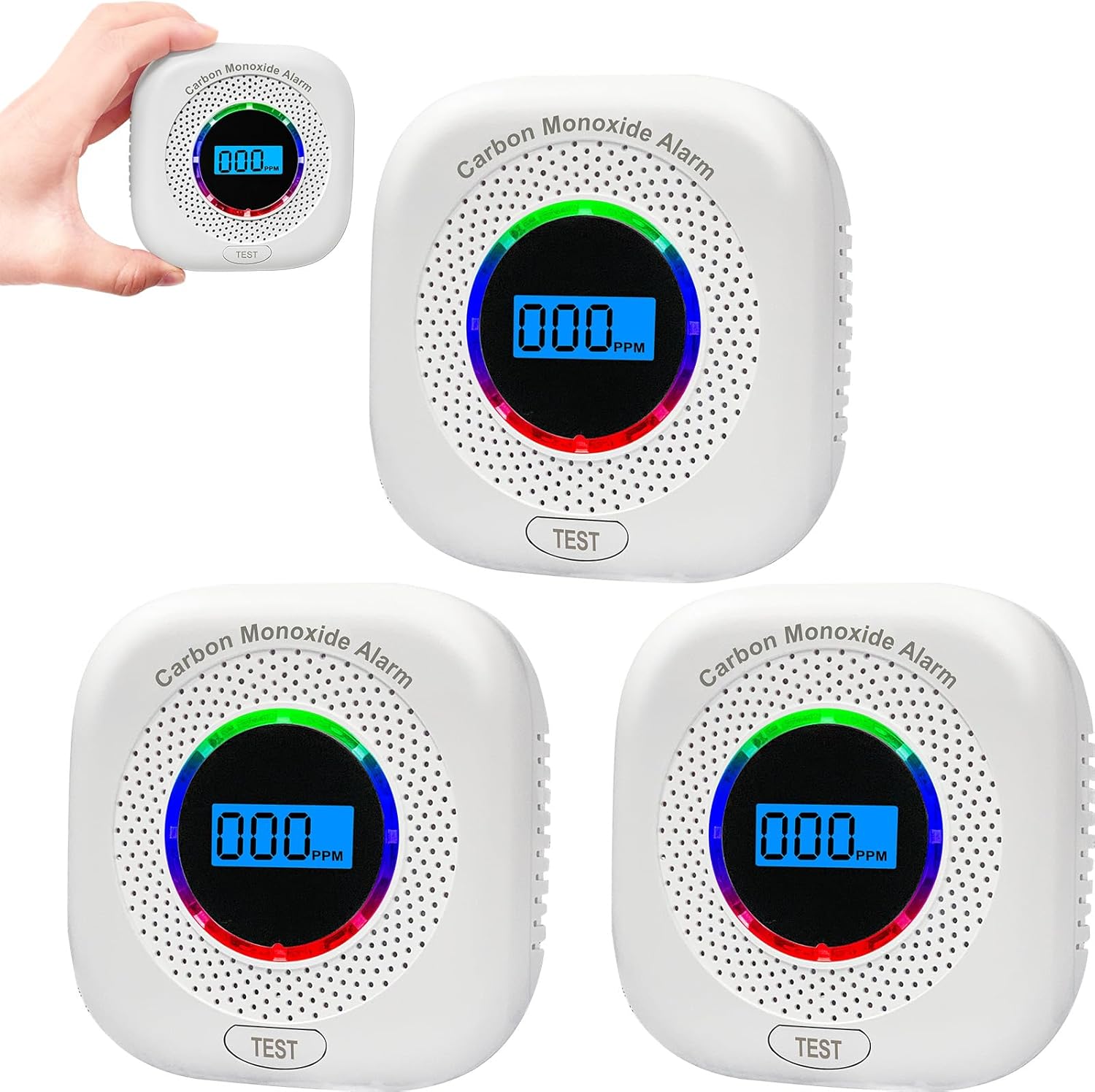 3 Pack Carbon Monoxide Detectors for Home and Travel Safety