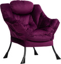 Lazy Chair with Armrest and Side Pocket - Oversized Velvet Lounge
