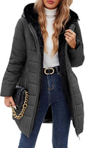 Women's Hooded Fleece-Lined Long Down Jacket - Slim Warm Coat