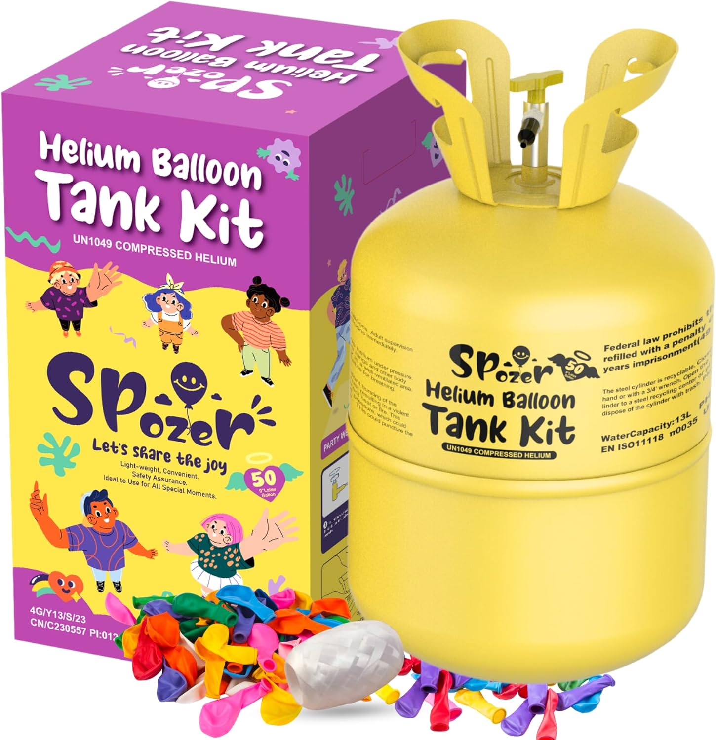13L Helium Tank for Balloons at Home - Inflate 50 Latex Balloons