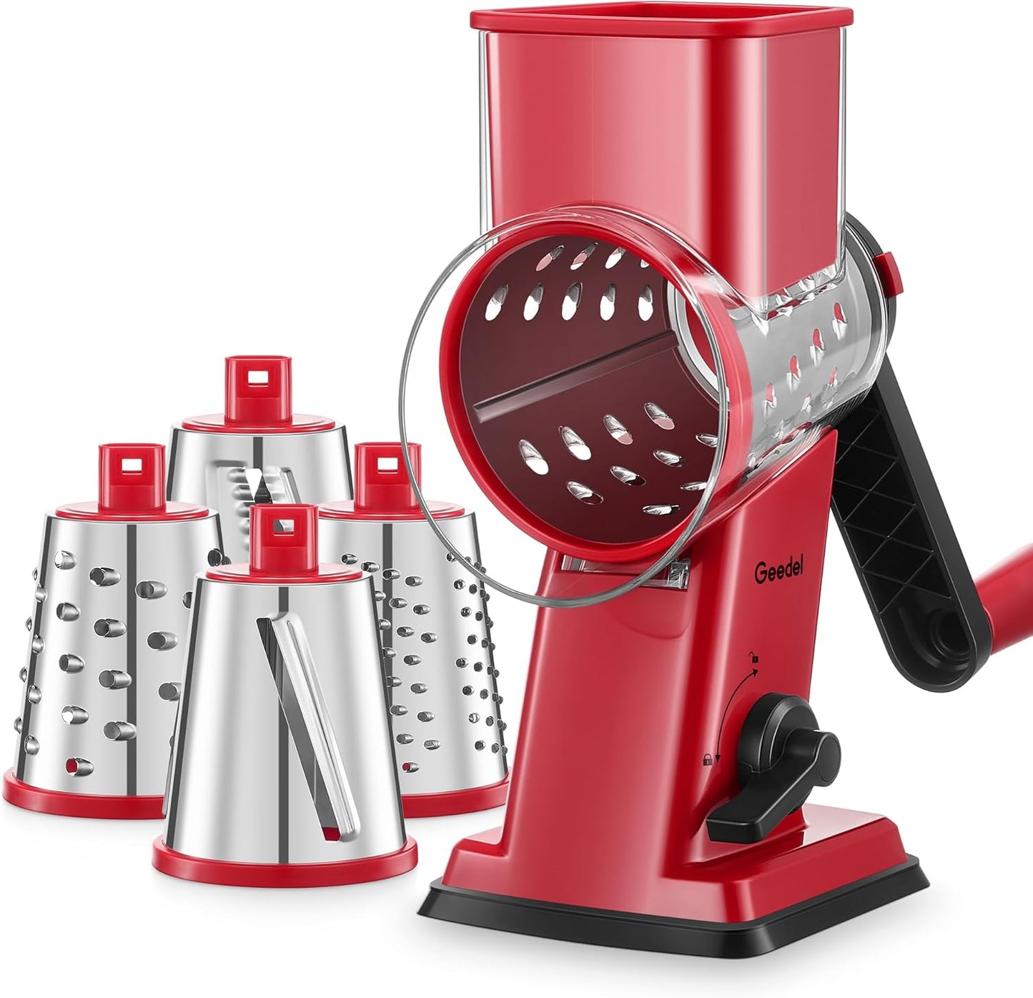 Geedel Rotary Cheese Grater - Upgraded Vegetable Shredder