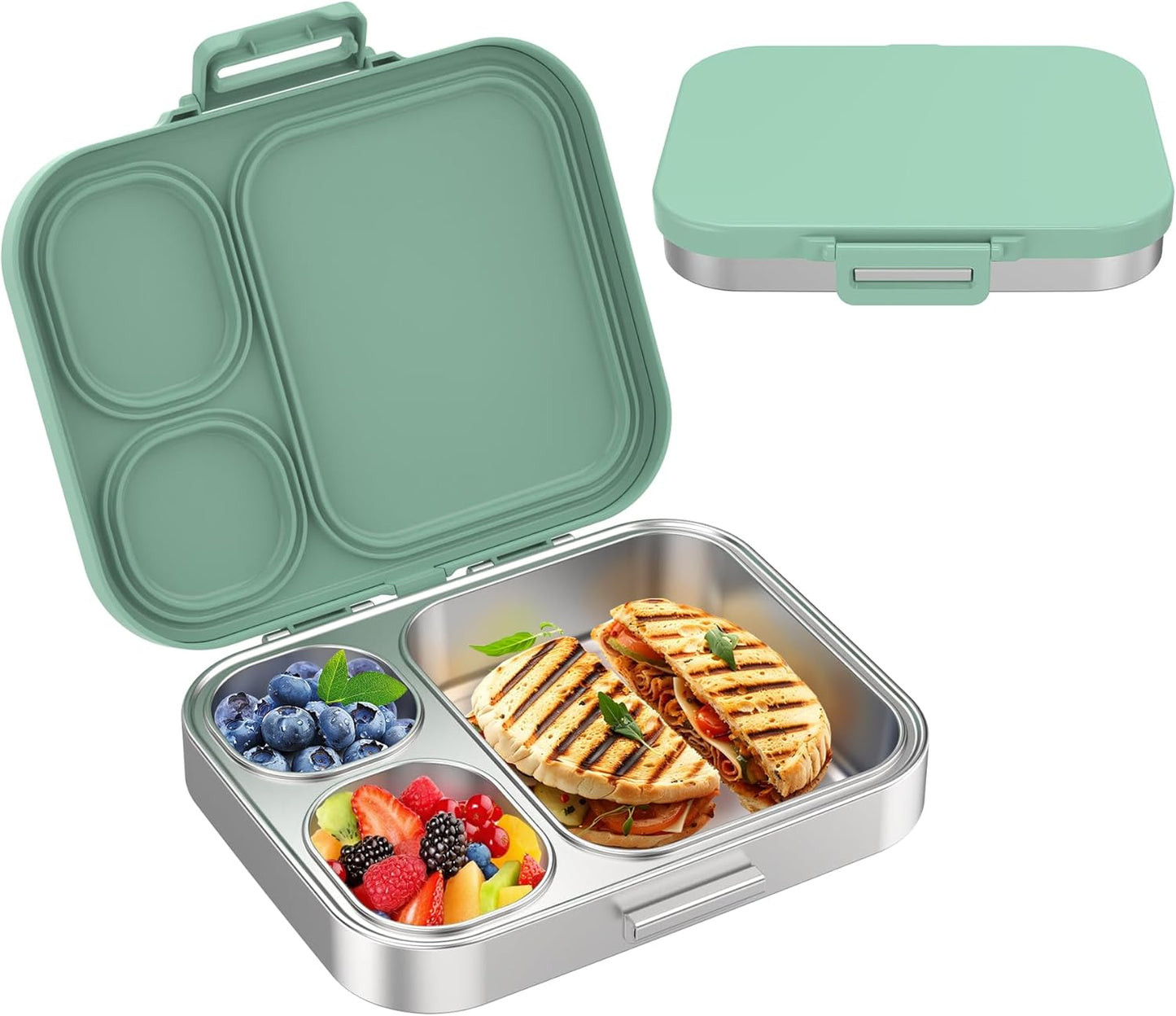 Stainless Steel Bento Lunch Box for Kids - 3 Compartment Design