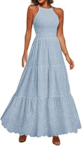 BerryGo Embroidery Pearl Button Down Maxi Dress - Breezy Beach Style