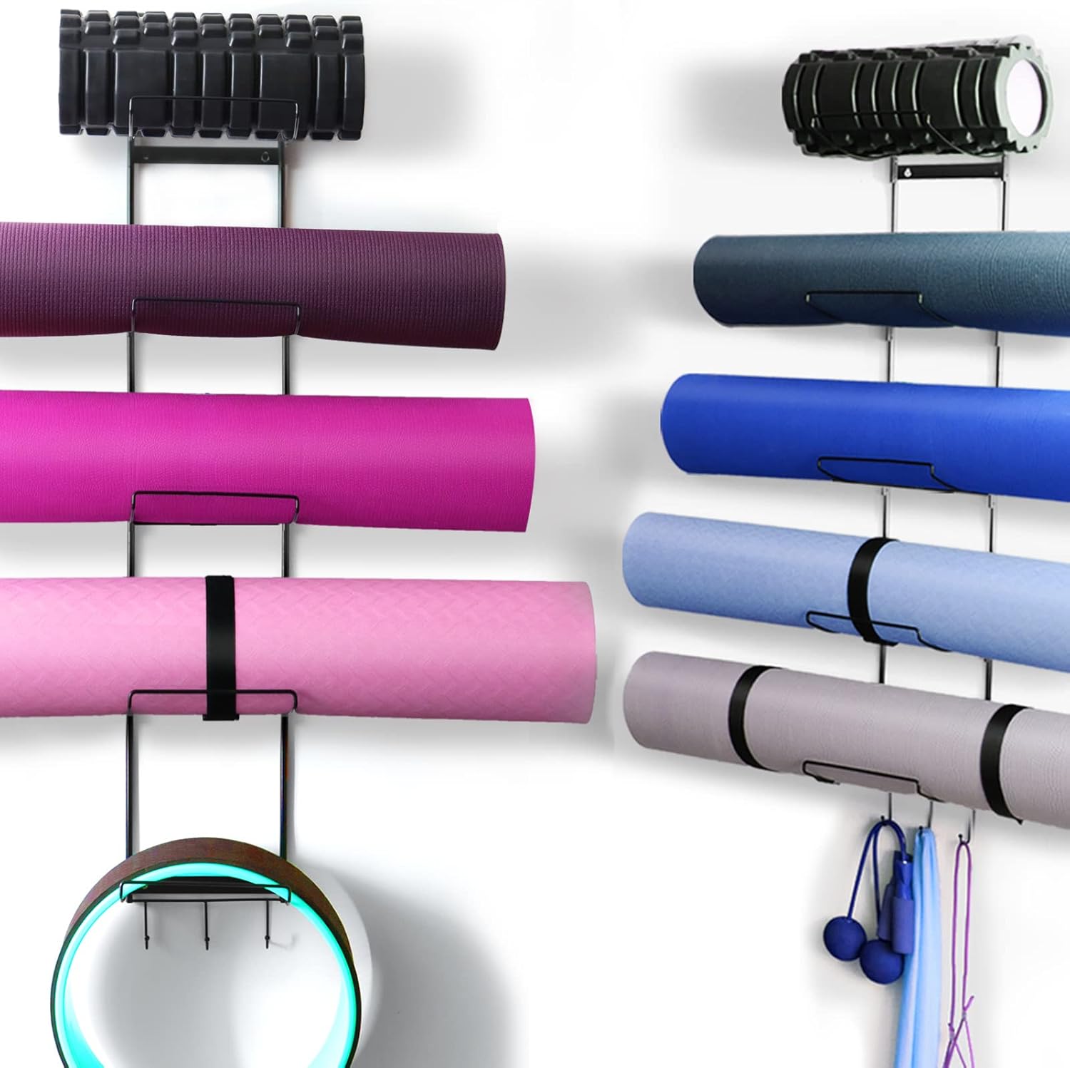 Space-Saving Yoga Mat Holder with Hooks & Storage