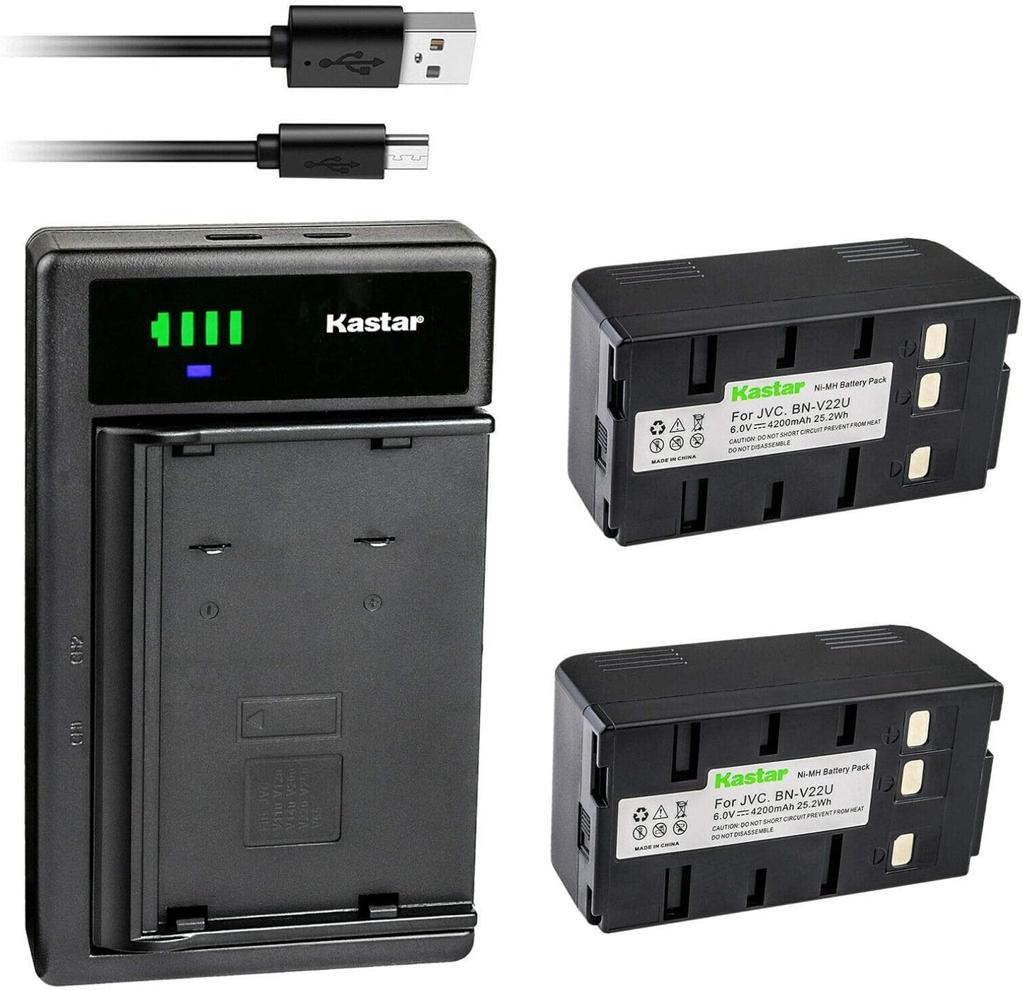 Kastar 2-Pack Battery and Smart USB Charger for JVC Cameras