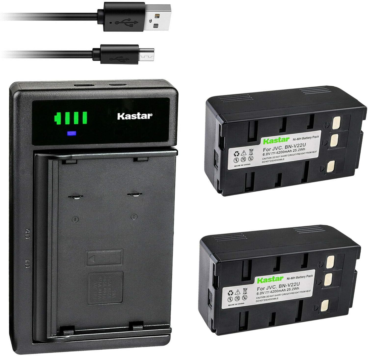 Kastar 2-Pack Battery and Smart USB Charger for JVC Cameras