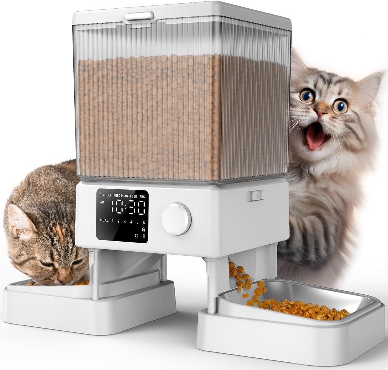 oneisall Automatic Cat Feeder for 2 Cats with 20 Cups Capacity