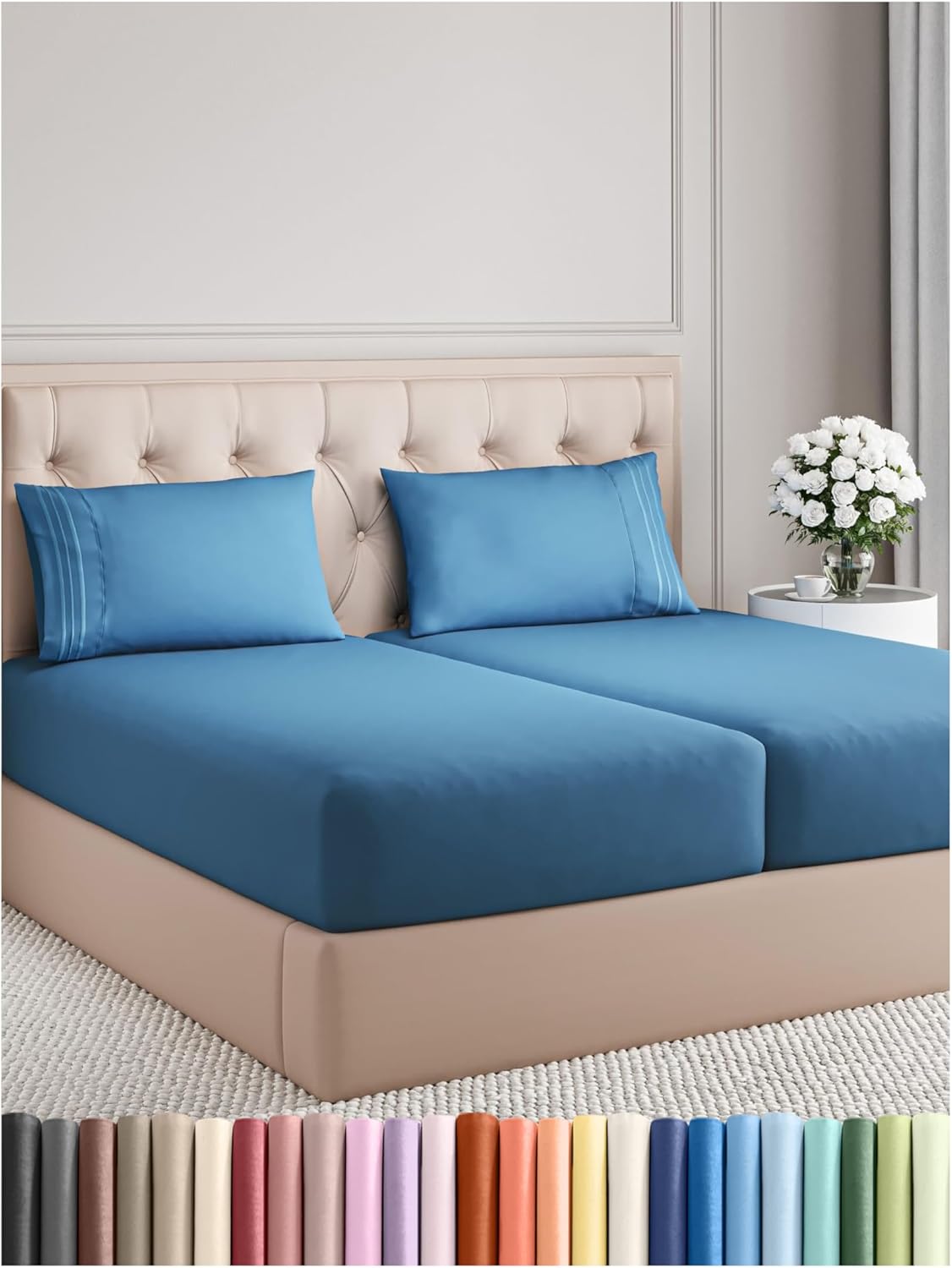 Split King Size 5 Piece Sheet Set - Comfy Breathable Cooling