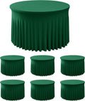 Hunter Green Spandex Table Skirts for 60 in Round Tables - 6 Pack