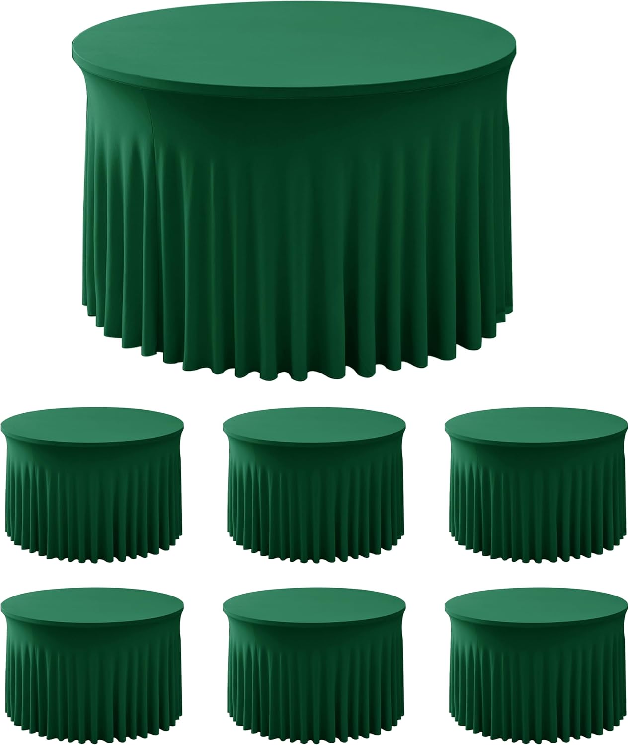 Hunter Green Spandex Table Skirts for 60 Inch Round Tables