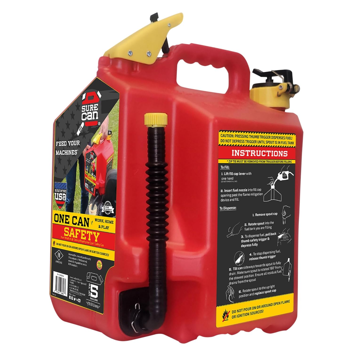 Surecan 5 Gallon Container Type II with Rotating Spout for Safety