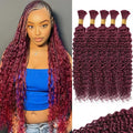 12A 99J Burgundy Red Human Braiding Hair for Boho Styles