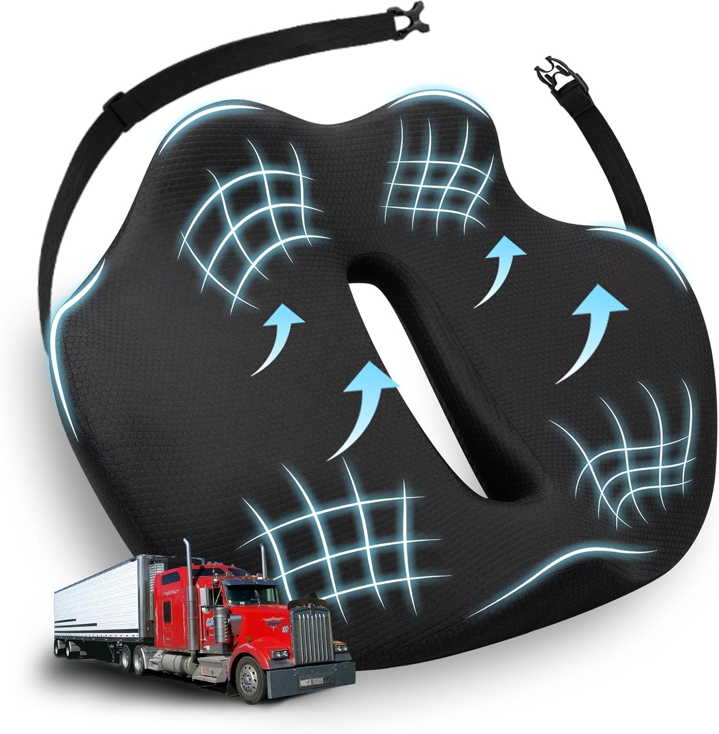 X-Large Truck Driver Seat Cushion for Back Support and Pain Relief