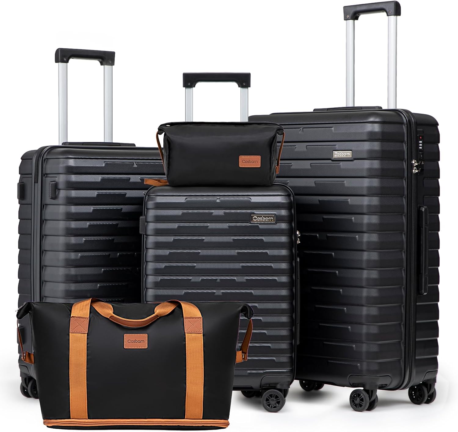 Durable 5 Piece Luggage Set with Spinner Wheels for Travel