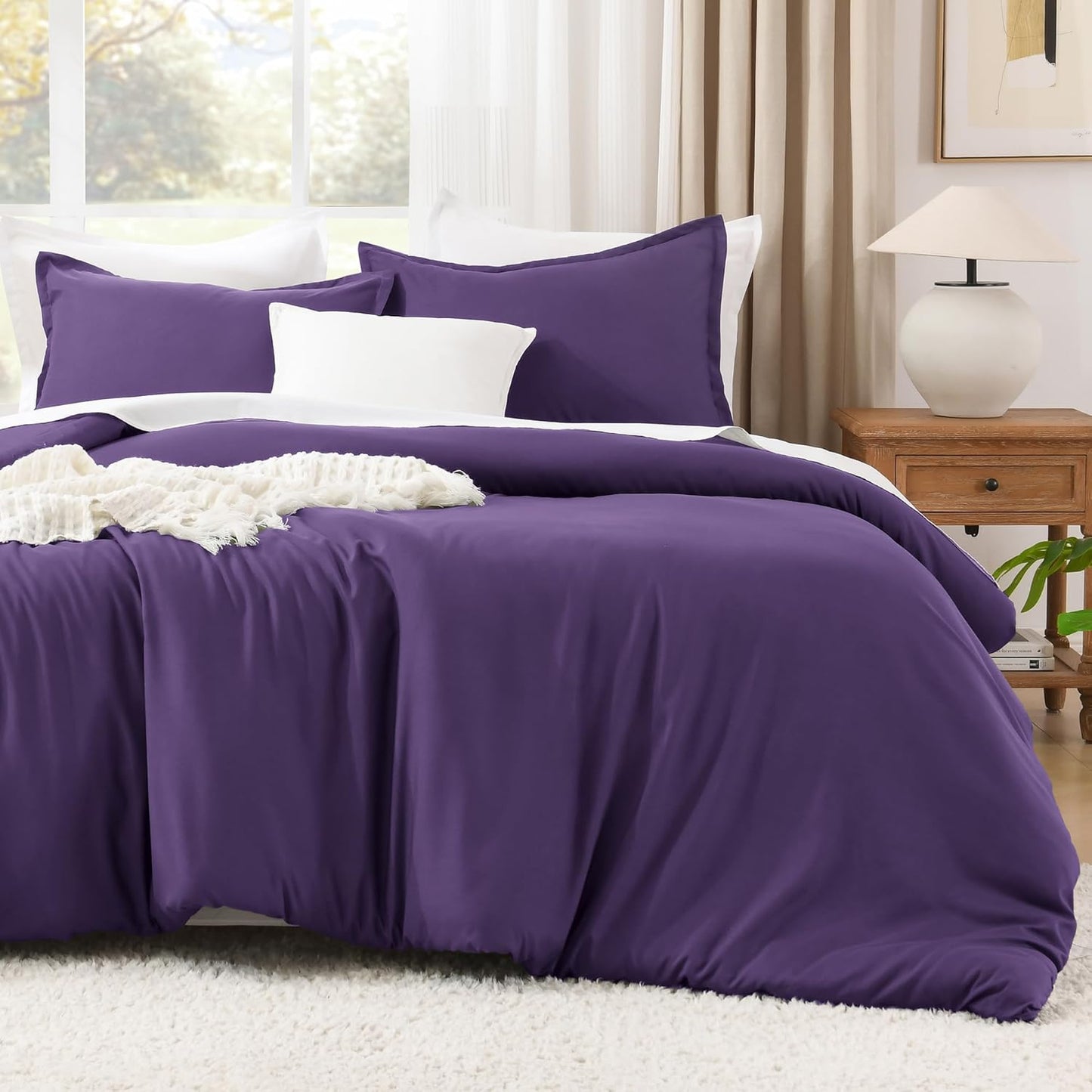 Litanika Purple Comforter Set Full Size for Cozy All Season Use