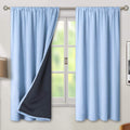 100% Blackout Curtains 42 x 63 in Spa Blue - Double Layer Thermal