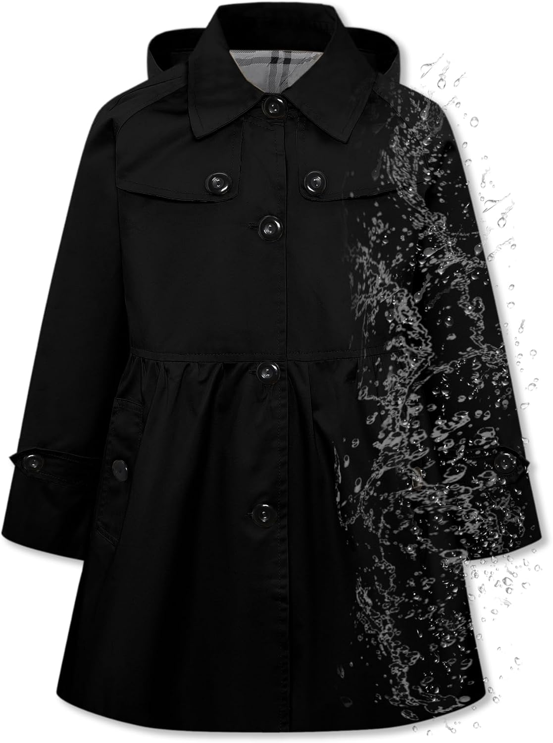 Lightweight Waterproof Hooded Trench Coat for Girls 2-14 Years
