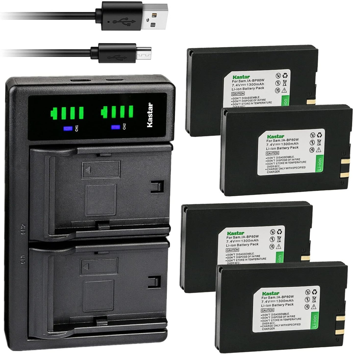 Kastar 4-Pack Battery and LTD2 USB Charger for Samsung Devices